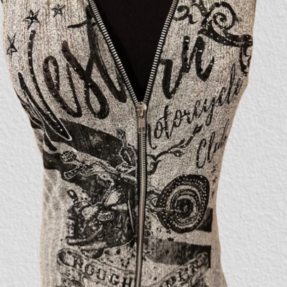 "Westin Motorcycle Club Rough Riders" Grey Sleeveless Top - Picture 6 of 9